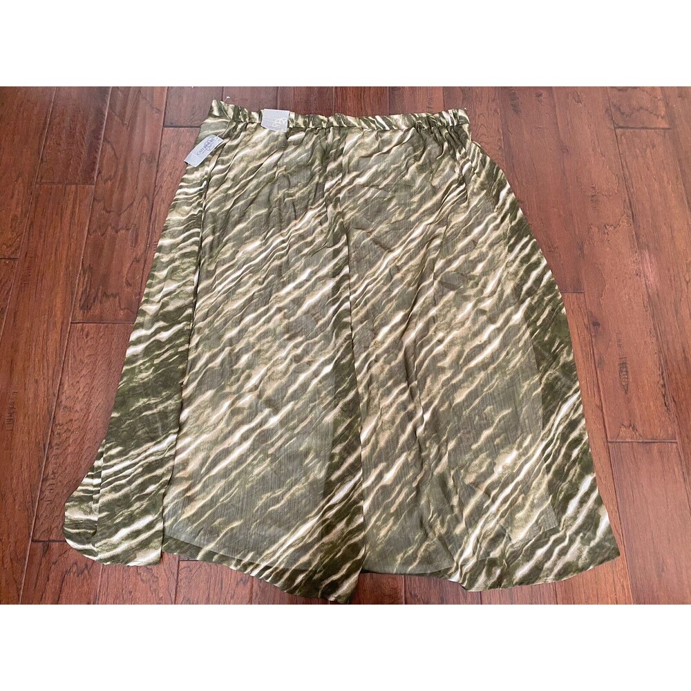 Catherines Women's Size 3X Green Pattern Print Side Split Chiffon Maxi Skirt